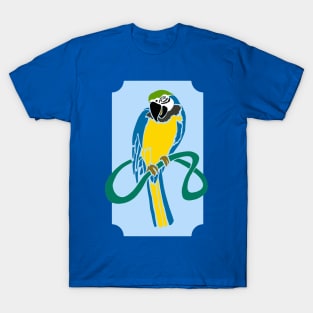 Abstract Blue and Yellow Macaw Parrot Design T-Shirt